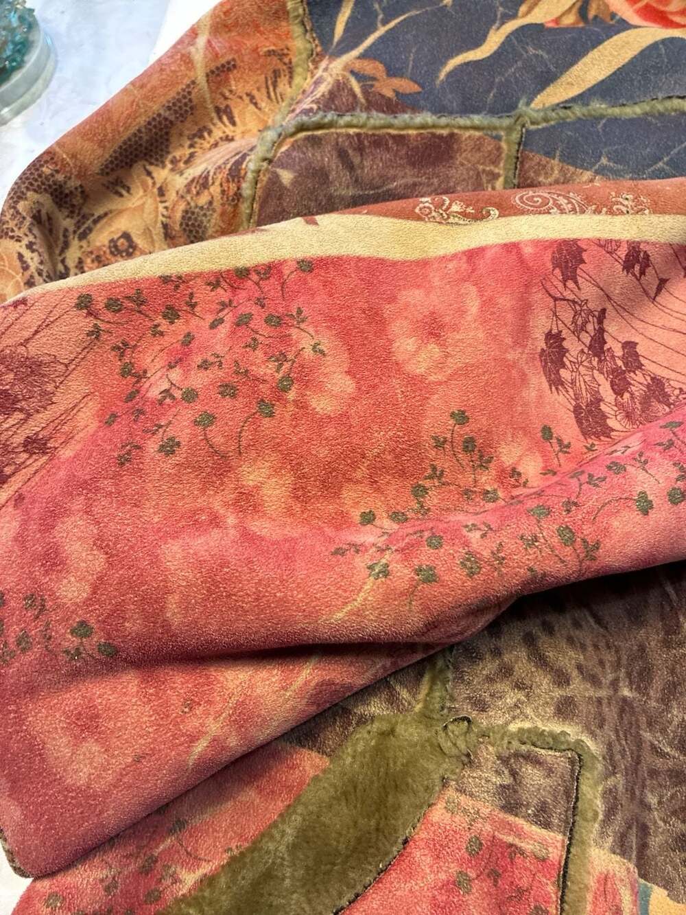 Coldwater Creek Patchwork Faux Suede Fur Lined Jacket Size 2X - Picture 11 of 16